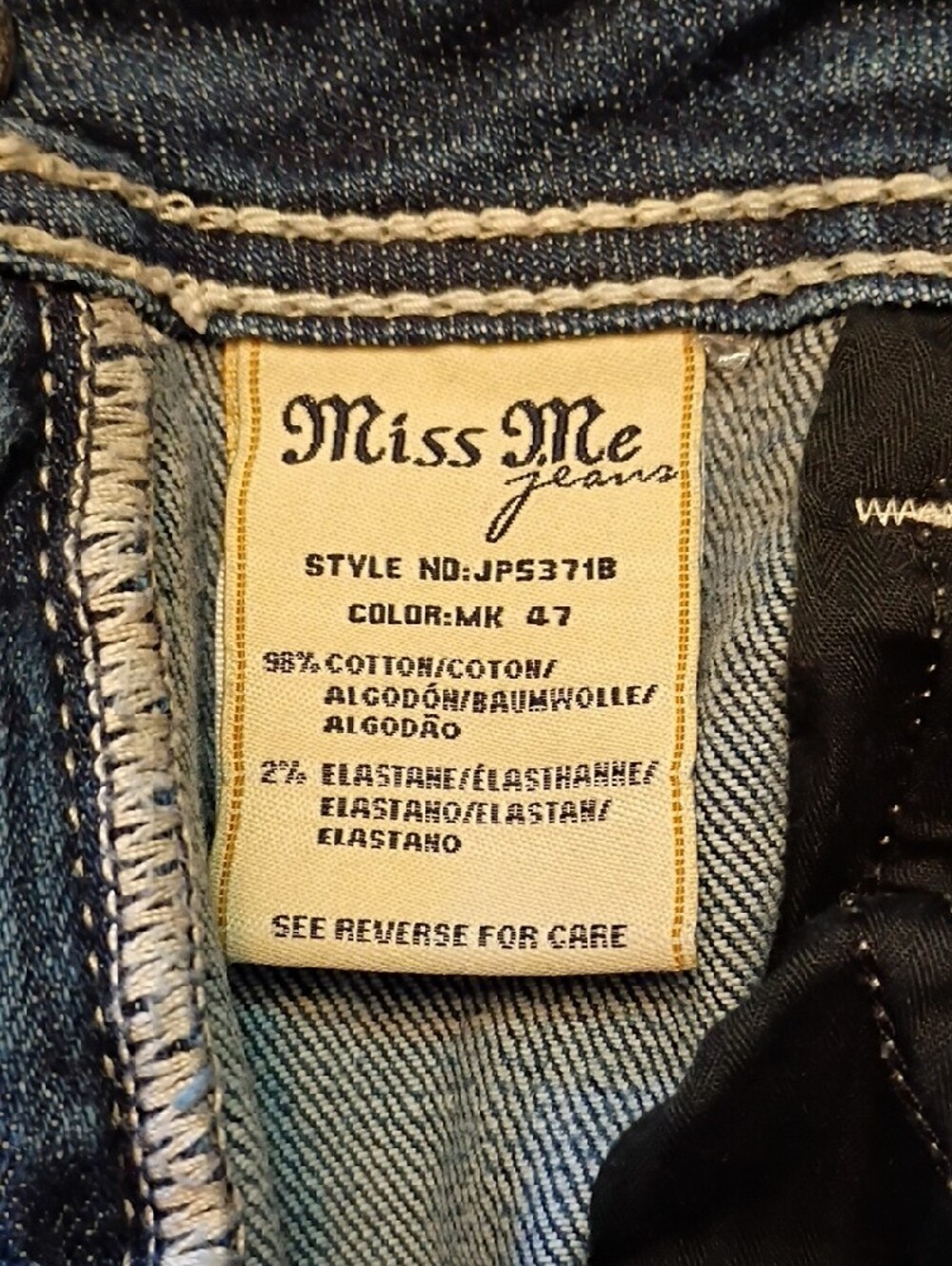 😍Miss Me Mid Blue Straight Leg Jeans with Embroidered Stud Pocket - Picture 4 of 14